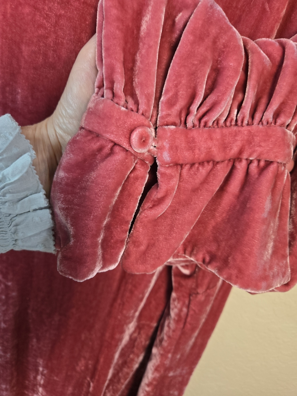 Dana Buchman Dusty Raspberry Velvet Ruffle-Trim Blouse - Picture 3 of 13
